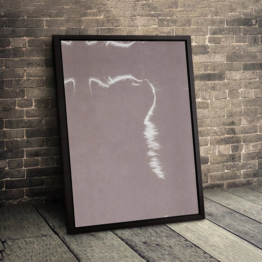Minimalist Cat Silhouette Canvas Print | Furry Outline Wall Art | Premium Gallery Wrapped 1.25 Inch Profile | Modern Home Decor Gift