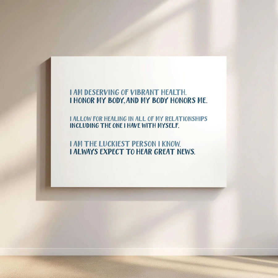 Daily Affirmation Canvas Wall Art | Positive Healing Quotes | Premium Gallery Wrap Print | Mindfulness Home Decor Gift for Her
