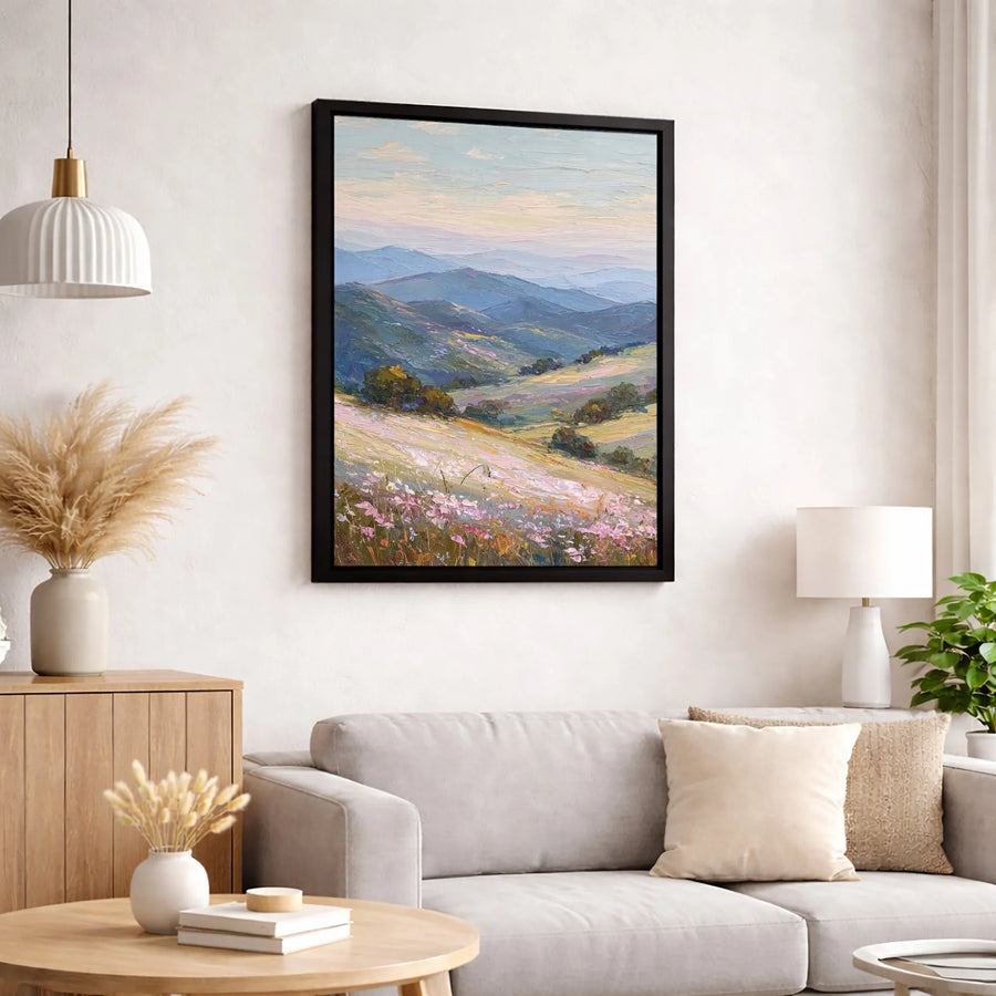 Mountain Landscape Canvas Wall Art | Impressionist Wildflower Valley Print | Premium 1.25 Inch Gallery Wrap | Nature Home Decor Gift