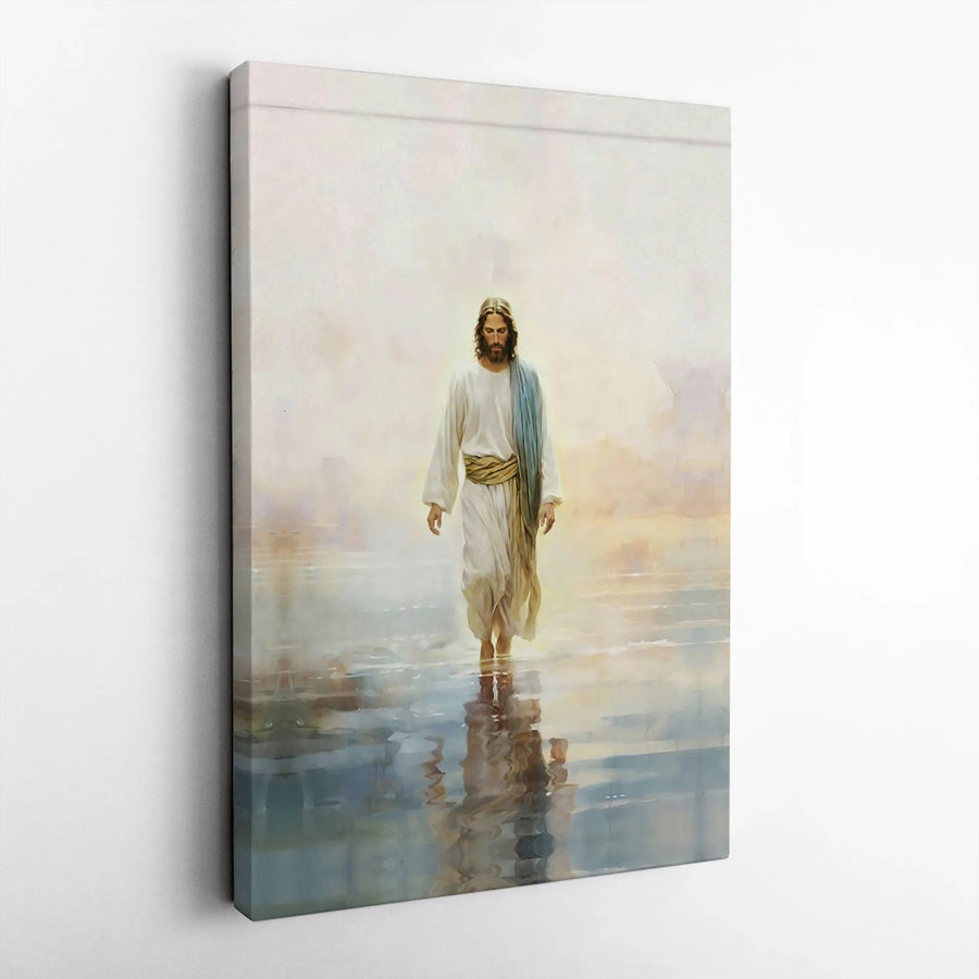 Jesus Walking On Water Canvas Print | Religious Wall Art Decor | Premium 1.25-Inch Gallery Wrap | Spiritual Home Gift for Believers