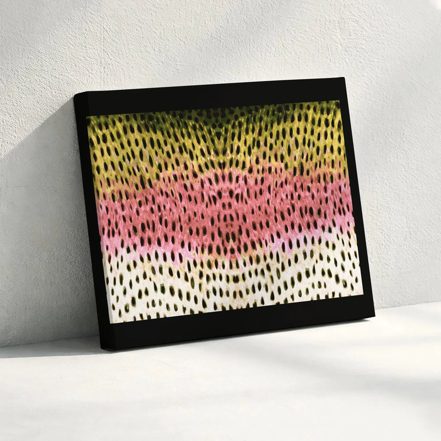 Rainbow Trout Skin Canvas Art | Abstract Fish Scale Texture Print | Premium Gallery Wrap Wall Decor | Nature-Inspired Gift for Anglers and Men