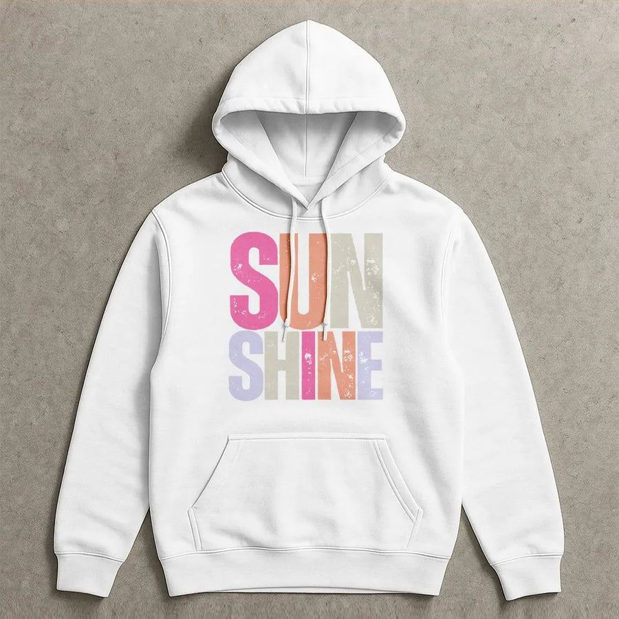 Sunshine Hoodie | Retro Distressed Graphic Pullover | Soft Cotton Blend Sweatshirt | Positive Vibe Gift for Women