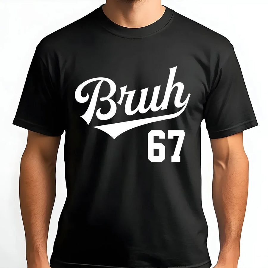 Bruh Graphic T-Shirt | Baseball Slang Meme Number 67 | Premium Soft Cotton Tee | Funny Gift For Teens And Men
