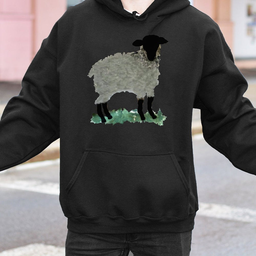 Lost Sheep Hoodie | Watercolor Farm Animal Graphic Print | Soft Cotton-Poly Blend | Christian Faith Inspired Religious Gift for Men and Women