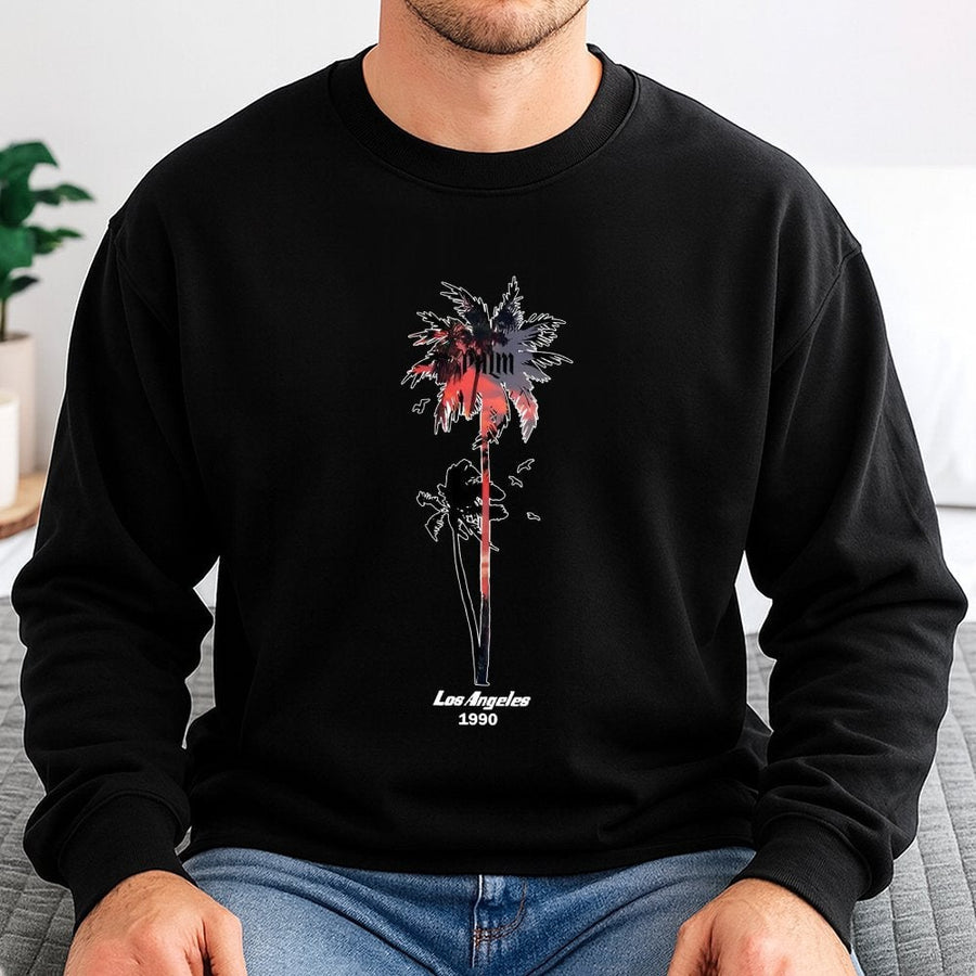 Los Angeles Palm Tree Sweatshirt | 1990 Retro Aesthetic Graphic | Premium Cotton Blend Crewneck | Unisex Vintage Style Casual Gift for LA Lovers