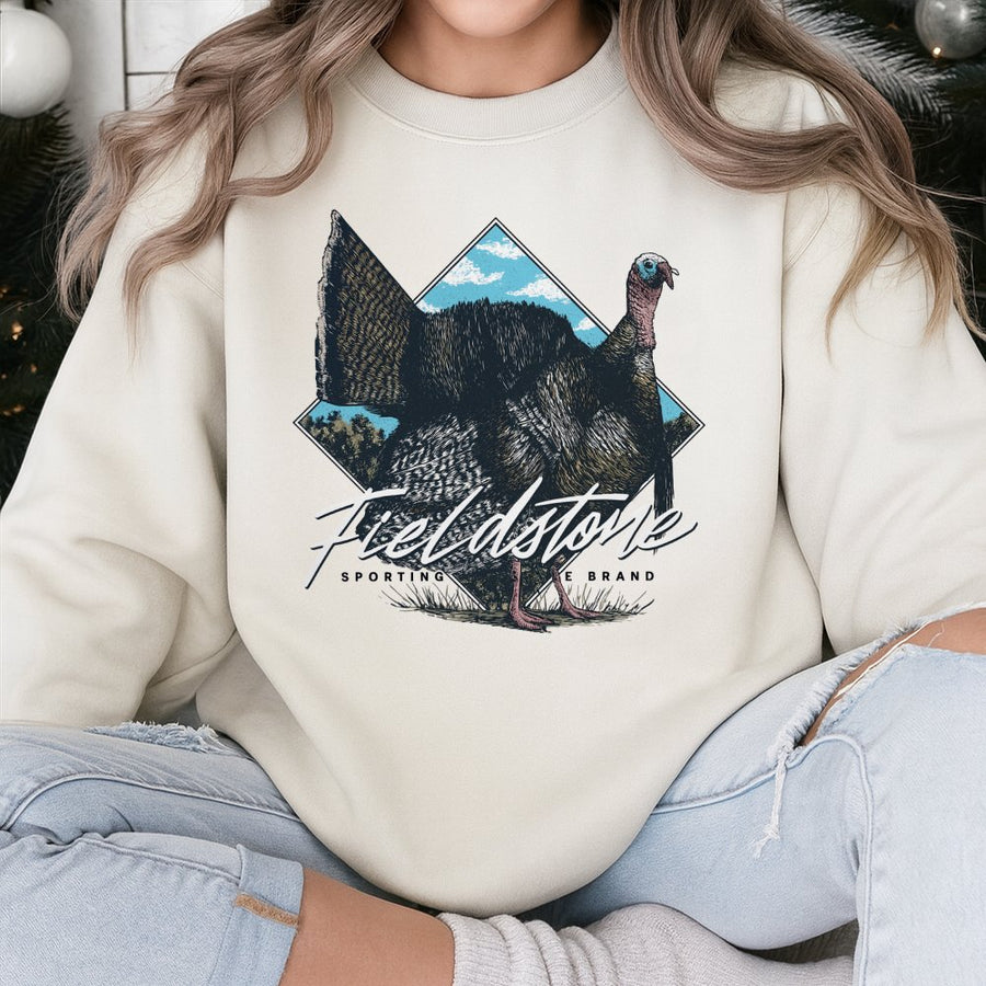 Wild Turkey Sweatshirt | Vintage Graphic Outdoor Sporting Design | Premium Cotton Blend | Gift for Hunter and Wildlife Enthusiast