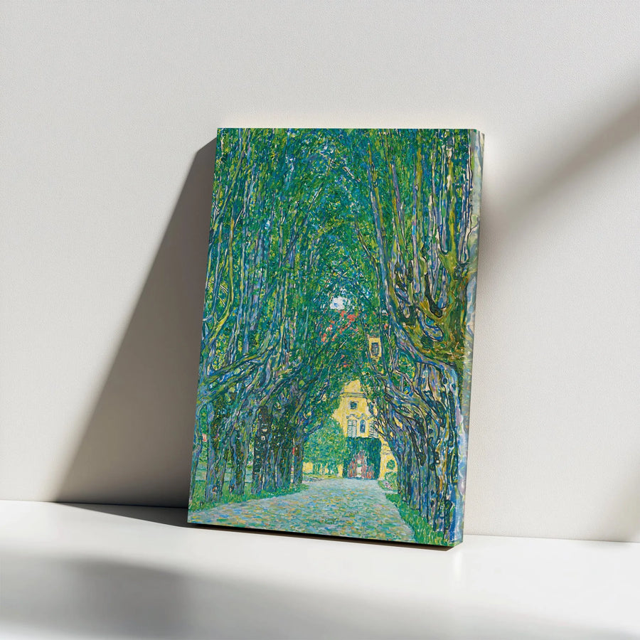 Klimt Avenue in Schloss Kammer Park Canvas | Impressionist Tree Lined Path Wall Art | Premium Thick Gallery Wrap | Collector's Fine Art Reproduction for Living Room Decor