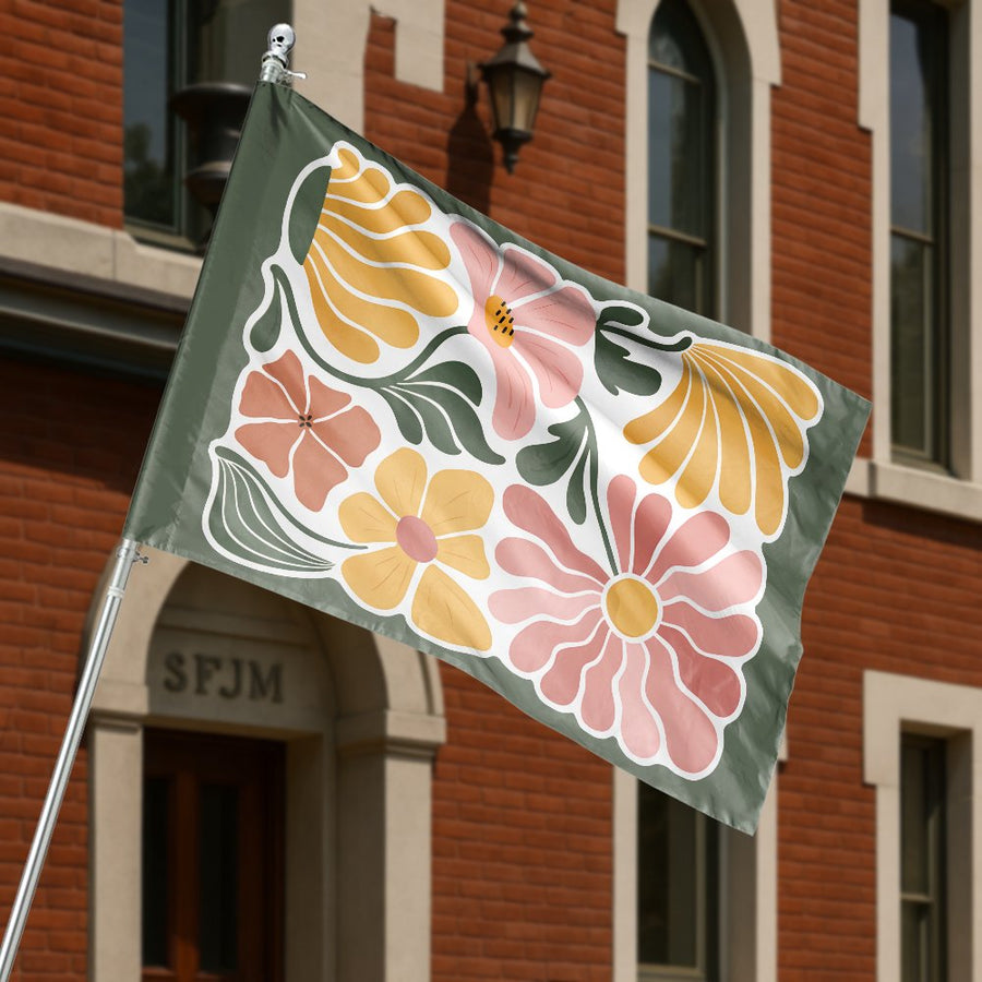 Floral House Flag | Retro Botanical Garden Art | Premium Weather-Resistant Polyester | Outdoor Spring Yard Decor & Housewarming Gift