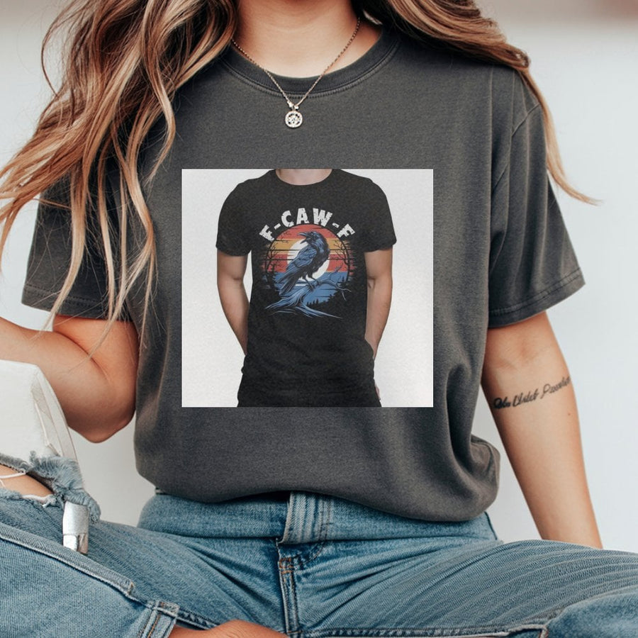 Crow T-Shirt | Funny F-Caw-F Bird Lover Graphic | Premium 100% Cotton Tee | Gift for Birdwatchers, Nature Enthusiasts, and Raven Fans