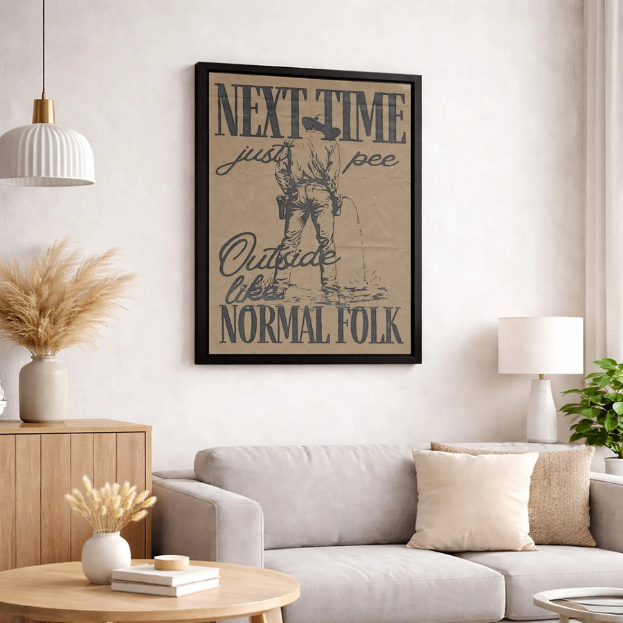 Cowboy Wall Art | Funny Western Bathroom Sign | Premium Canvas Print | Rustic Home Decor Gift for Him