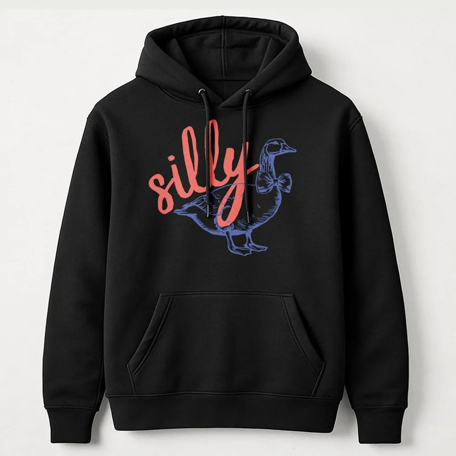 Silly Goose Hoodie | Funny Retro Duck Graphic Sweatshirt | Premium Cotton Blend | Quirky Meme Gift for Friends & Animal Lovers