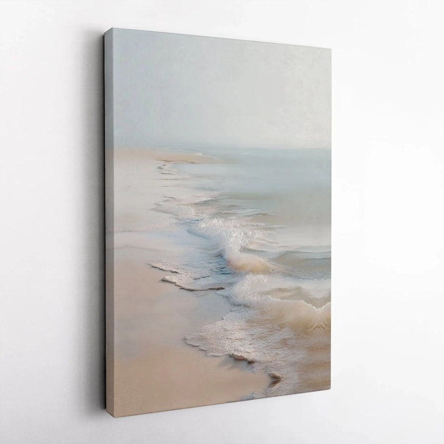 Coastal Beach Canvas Wall Art | Minimalist Ocean Waves Print | Gallery Wrapped Premium Material | Serene Nautical Decor For Modern Home