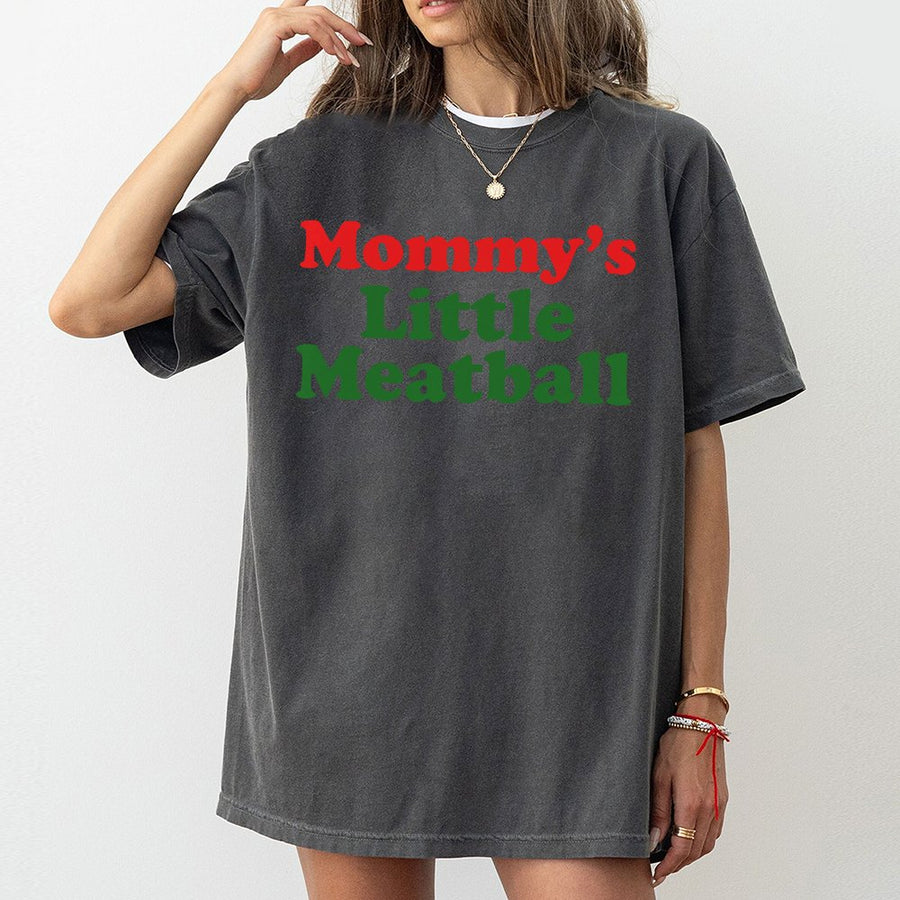 Mommy's Little Meatball T-Shirt | Funny Italian Food Graphic Print | 100% Cotton Premium Tee | Cute Matching Gift for Moms & Kids
