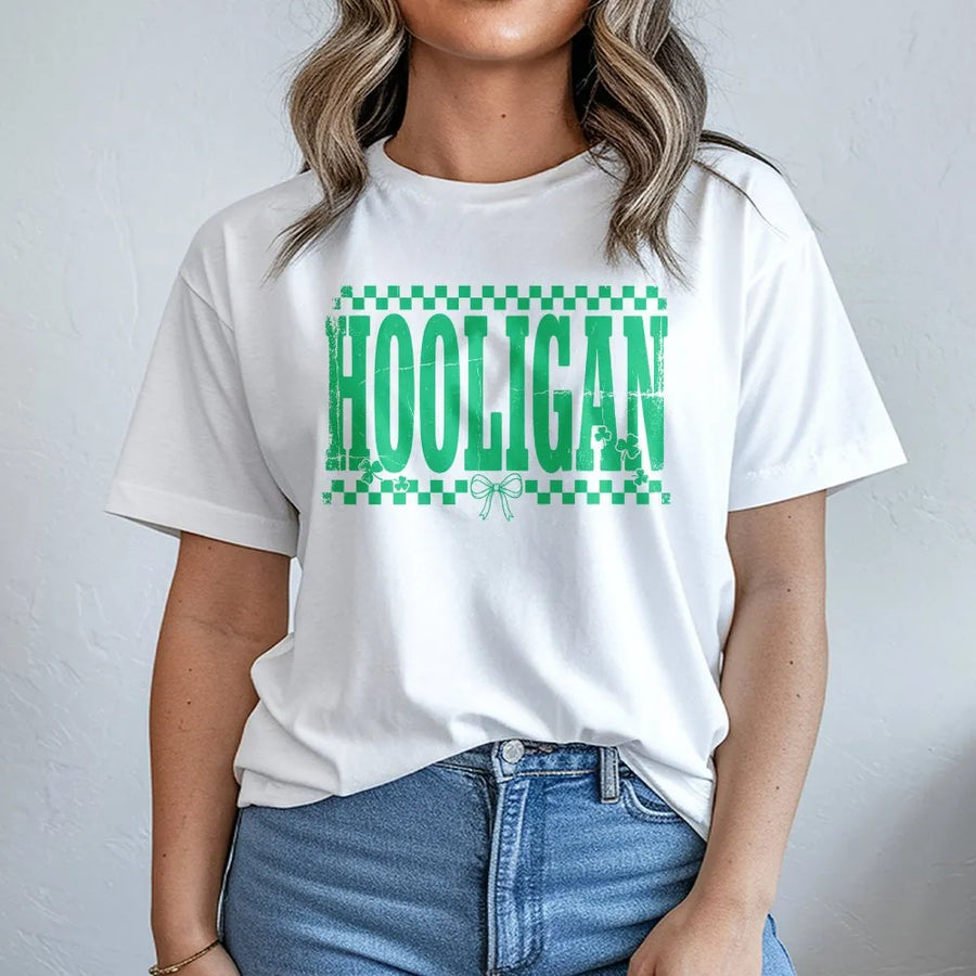 Hooligan T-Shirt | St. Patrick’s Day Irish Checkerboard Graphic | Premium Soft Cotton | Funny Lucky Gift for Men and Women