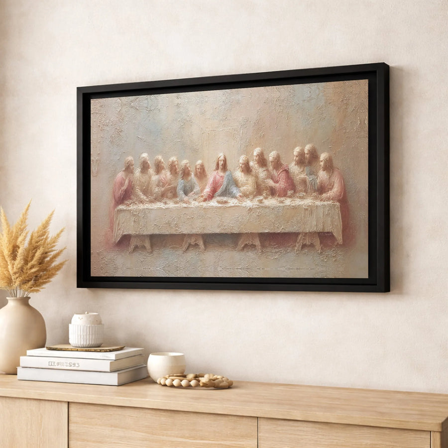 The Last Supper Canvas Art | Textured Jesus and Apostles Print | Gallery-Quality 1.25 Inch Frame | Christian Religious Home Decor Gift