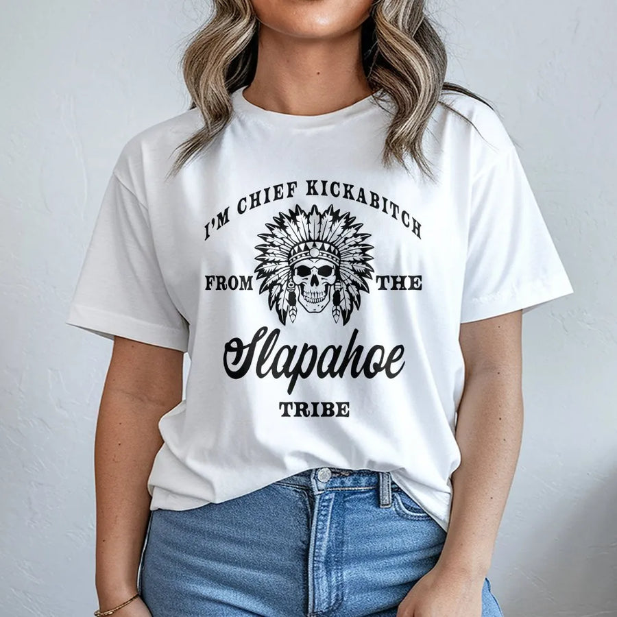 Funny Offensive T-Shirt | Skull with Headdress Graphic Pullover | Soft Cotton Blend Sweatshirt | Adult Humor Sarcastic Gag Gift