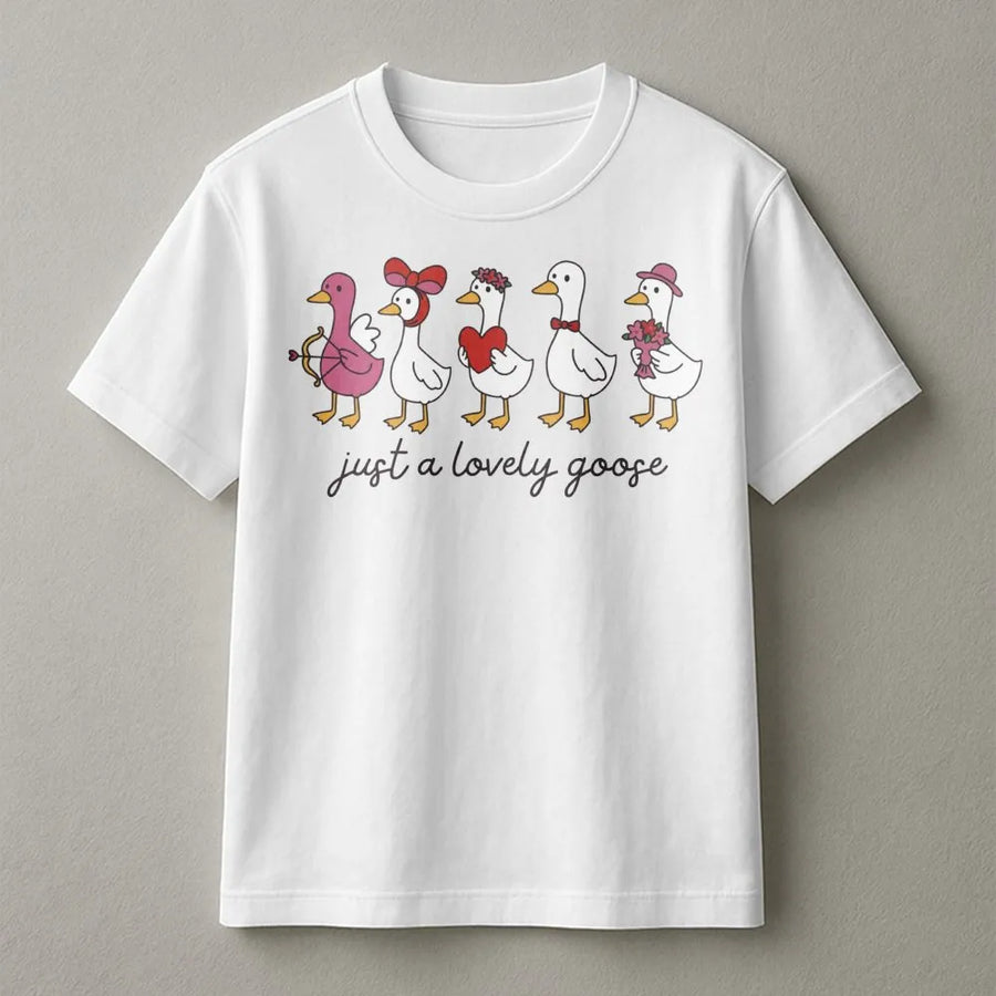 Funny Goose Valentine T-Shirt | Cute Animal Lovers Graphic Tee | 100% Cotton Premium Quality | Romantic Gift for Her & Him