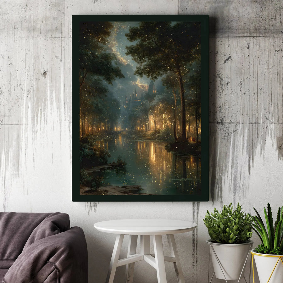 Enchanted Forest Canvas Print | Fairy Tale Castle Landscape | Premium Fade-Resistant Wall Art | Magical Bedroom Home Decor