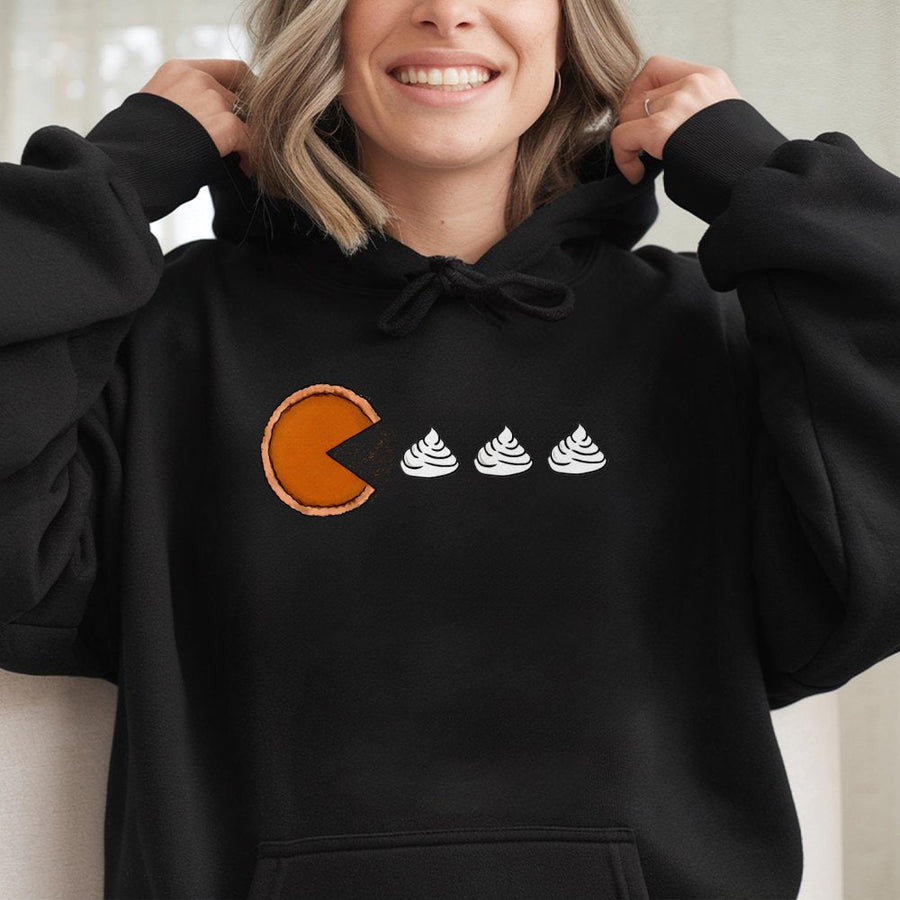 Pumpkin Pie Hoodie | Funny Thanksgiving Retro Gamer Graphic | Cotton Blend Premium Pullover | Cute Fall Gift for Women & Men