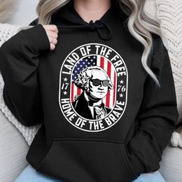 George Washington Hoodie | USA Patriotic Flag Sunglasses Graphic | Cotton Blend Premium Sweatshirt | 4th of July Gift for Men Women