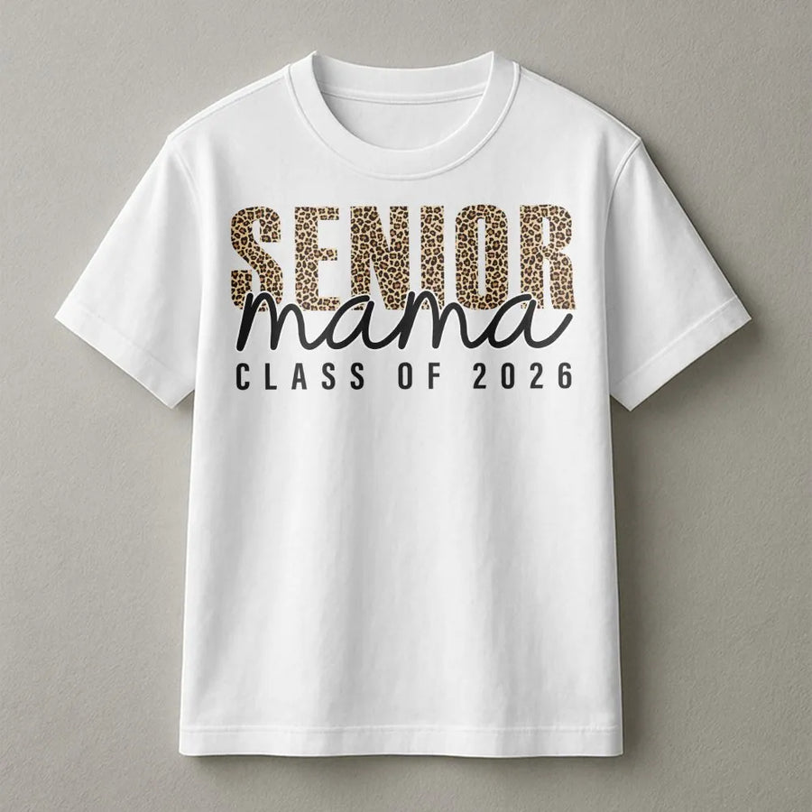 Senior Mama Class of 2026 Shirt | Leopard Print Graduation Gift | Premium Cotton Graphic Tee | Proud Mom School Spirit Apparel