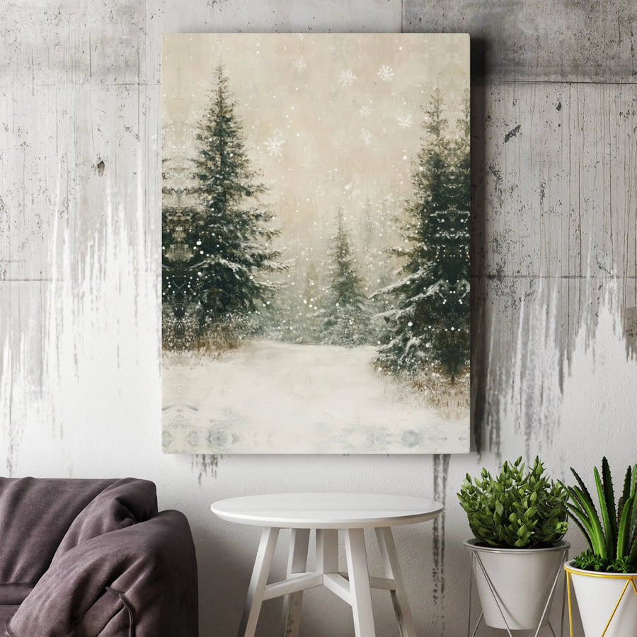 Winter Pine Forest Canvas Print | Snowy Landscape Wall Art | Gallery Quality 1.25" Profile | Holiday Home Decor Gift