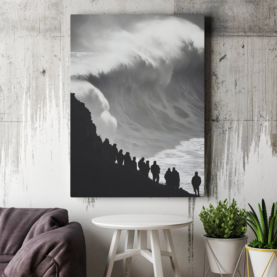 Ocean Wave Canvas Wall Art | Dramatic Silhouette Coastal Photography | 1.25 Inch Gallery Wrap | Modern Home Decor Gift