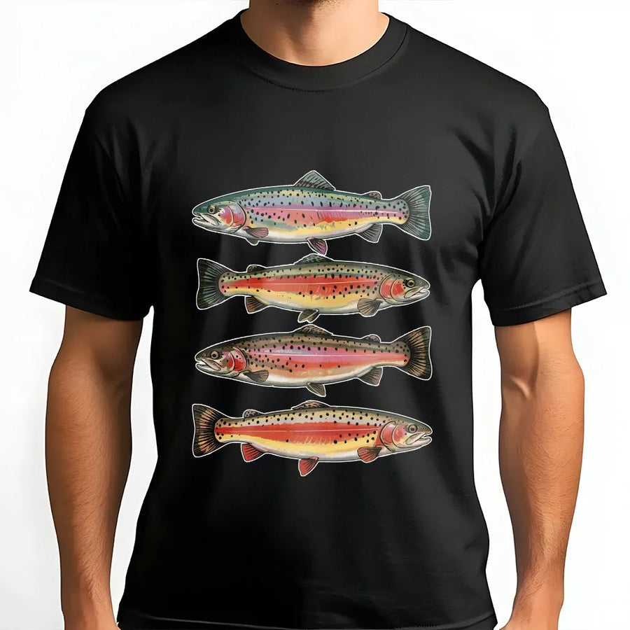 Vintage Trout T-Shirt | Rainbow Trout Species Illustration | Premium Comfort Colors Cotton | Gift for Fisherman & Angler