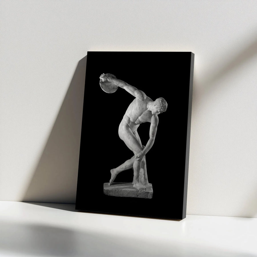 Discobolus Sculpture Canvas Print | Greek Statue Athletic Art | Gallery-Wrapped Premium Decor | Office and Home Wall Art Gift