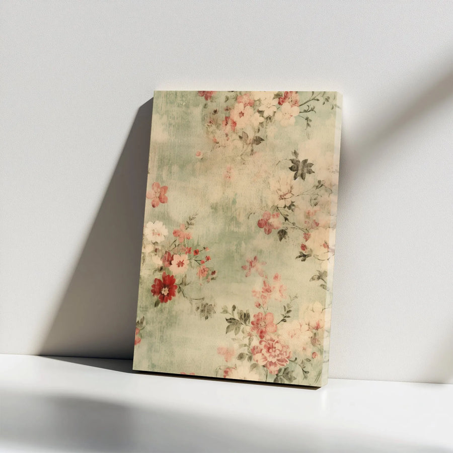 Vintage Floral Canvas Wall Art | Shabby Chic Pink and Red Flower Print | Premium Gallery Wrap 1.25 Inch Frame | Elegant Home Decor Gift