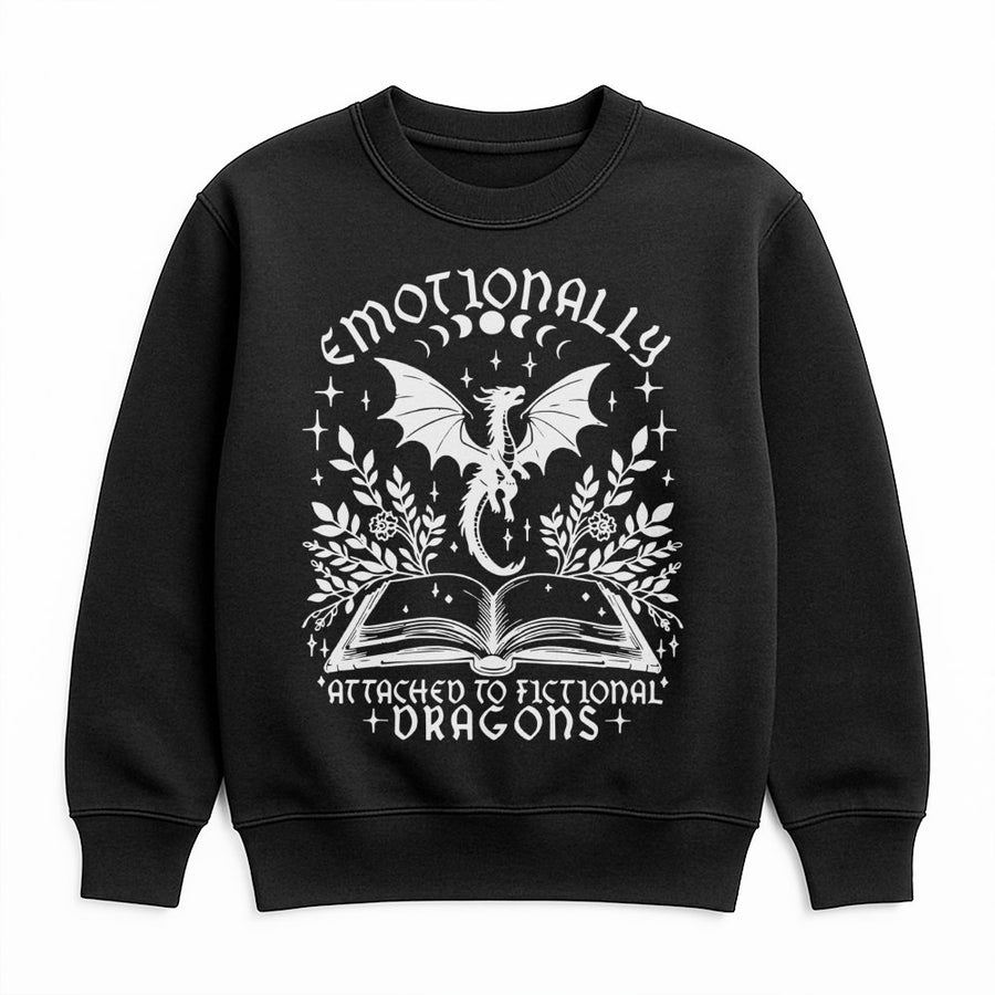 Emotionally Attached To Fictional Dragons Sweatshirt | Fantasy Bookish Reading Hoodie | Premium Cotton Blend | Gift For Book Lovers Readers