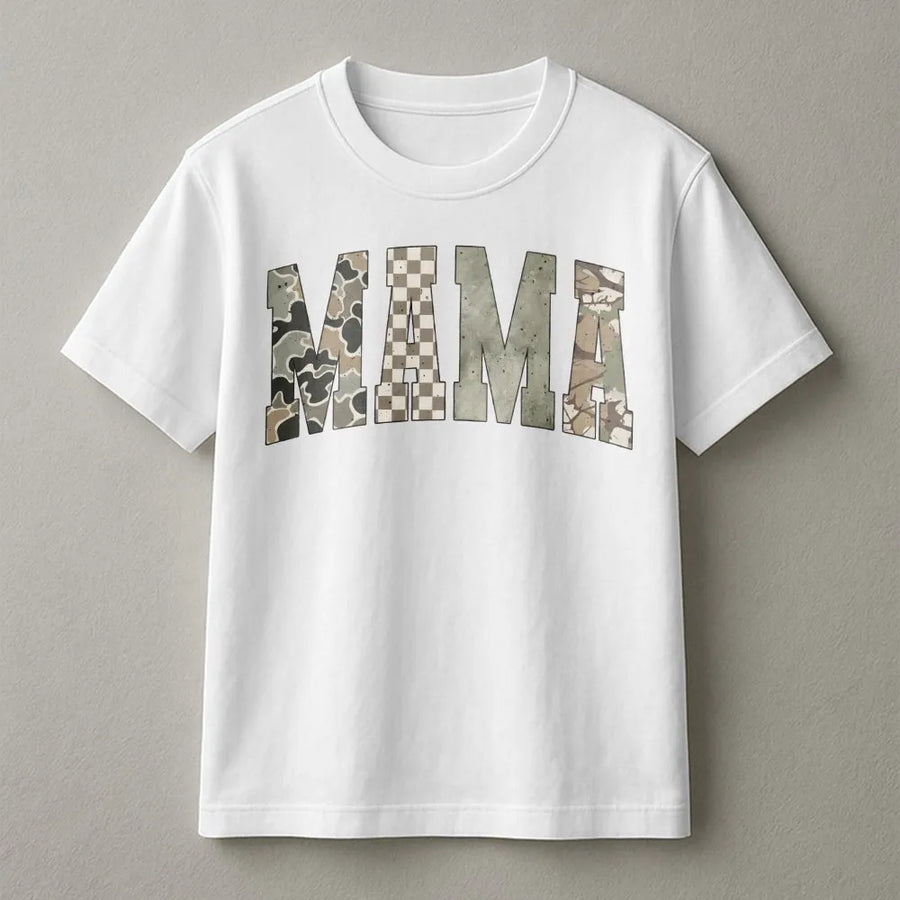 Mama Camo T-Shirt | Western Mixed Camo Print Pullover | Soft Cotton Blend | Gift for Hunting Mom