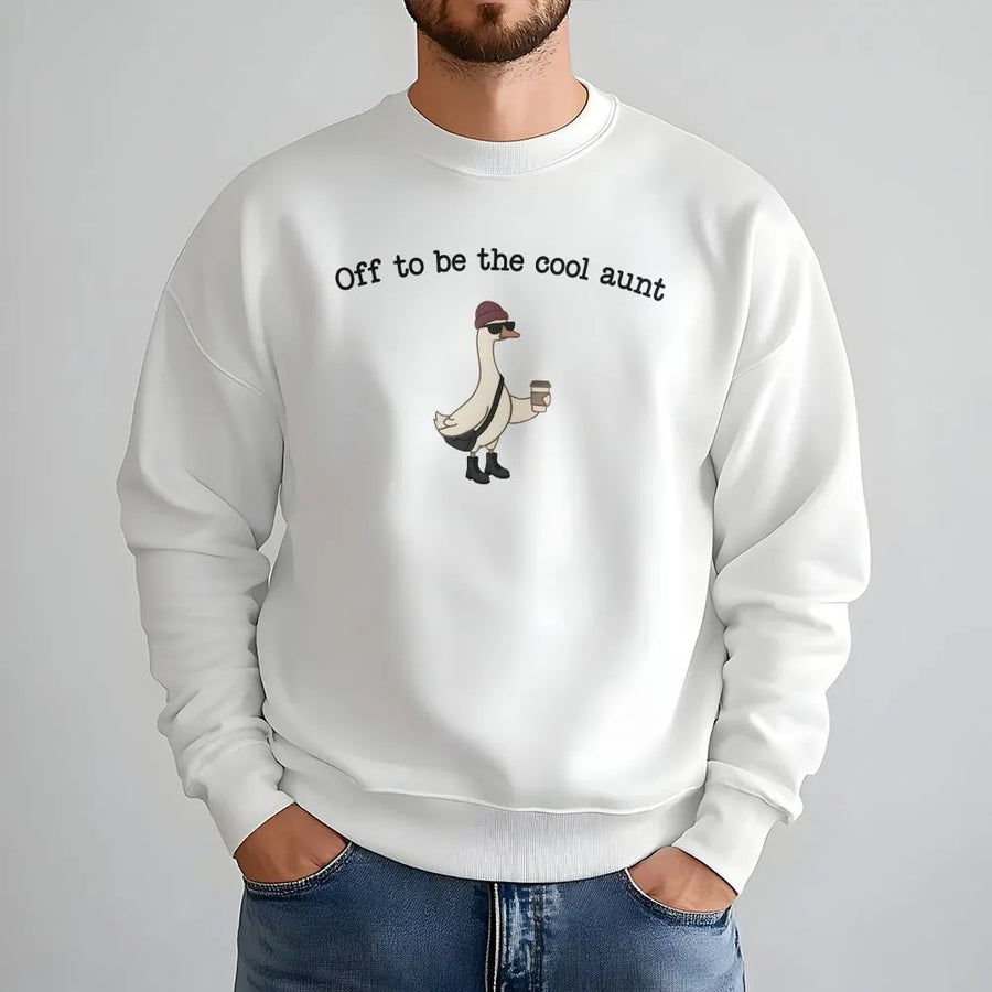 Cool Aunt Goose Sweatshirt | Off To Be The Cool Aunt Funny Graphic Sweatshirt | Soft Cotton-Poly Blend | Premium Gift for Auntie from Niece Nephew