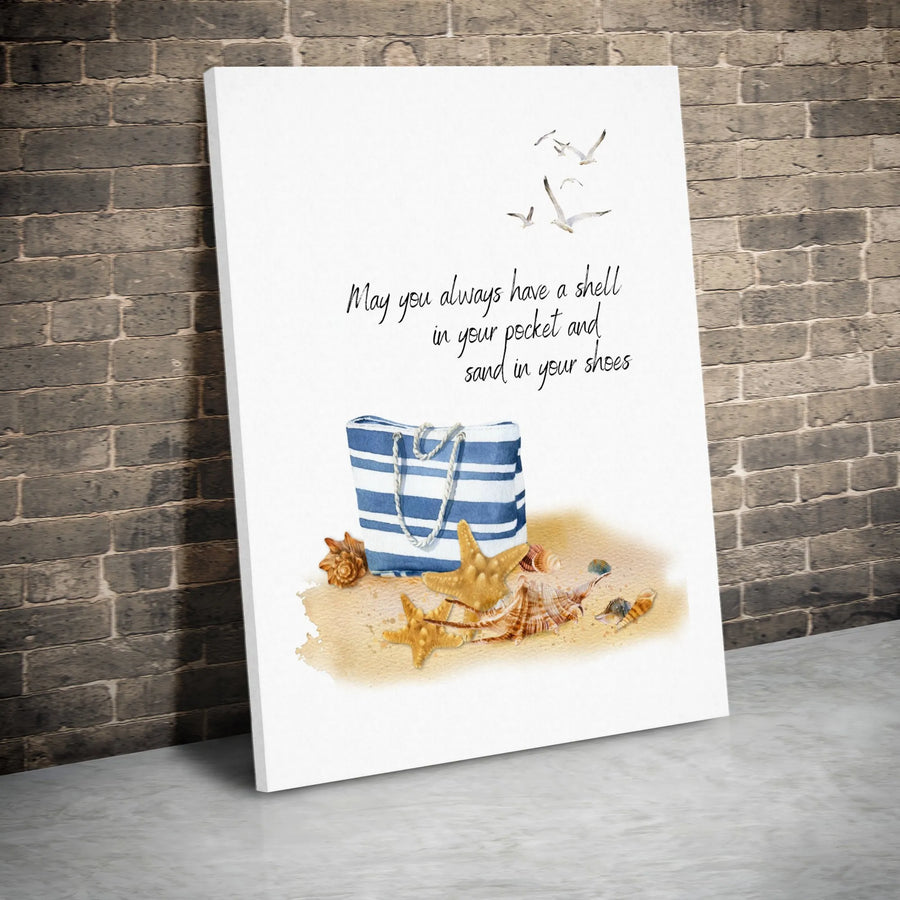 Beach Wall Art | Seashell Quote Canvas Print | Coastal Decor for Home | Premium Beach House Gift for Ocean Lovers