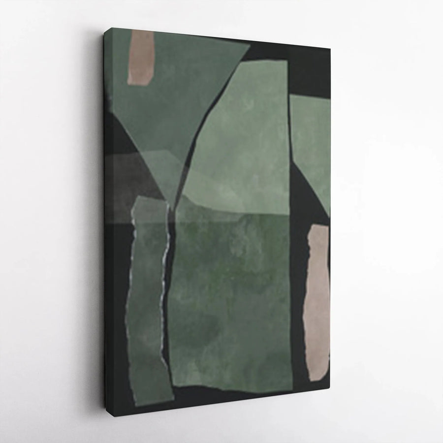 Abstract Green Canvas Wall Art | Minimalist Geometric Earth Tone Design | Premium Gallery Wrapped Canvas | Modern Home & Office Decor Gift
