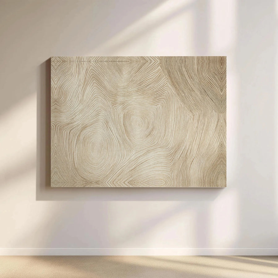 Abstract Wood Grain Canvas Wall Art | Minimalist Ring Pattern Texture | Premium Gallery-Wrapped Decor | Modern Living Room Home Interior