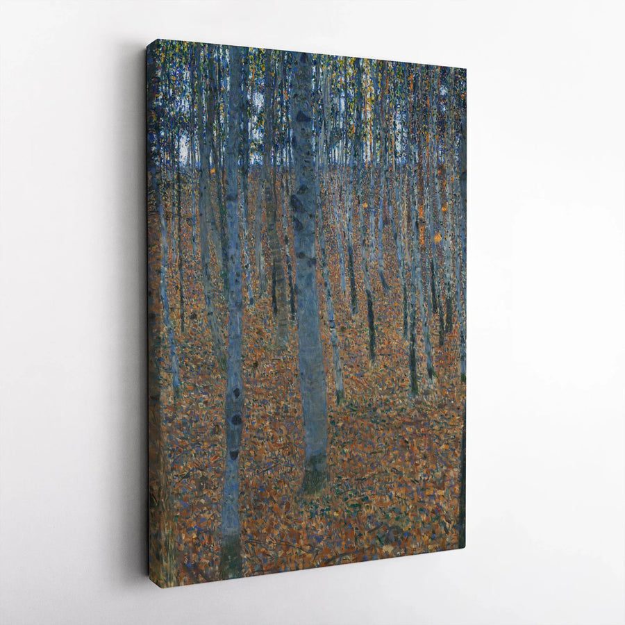 Klimt Birch Forest Canvas | Impressionist Autumn Woods Painting | Premium Gallery Wrapped Wall Art | Collector's Gift for Art Lover