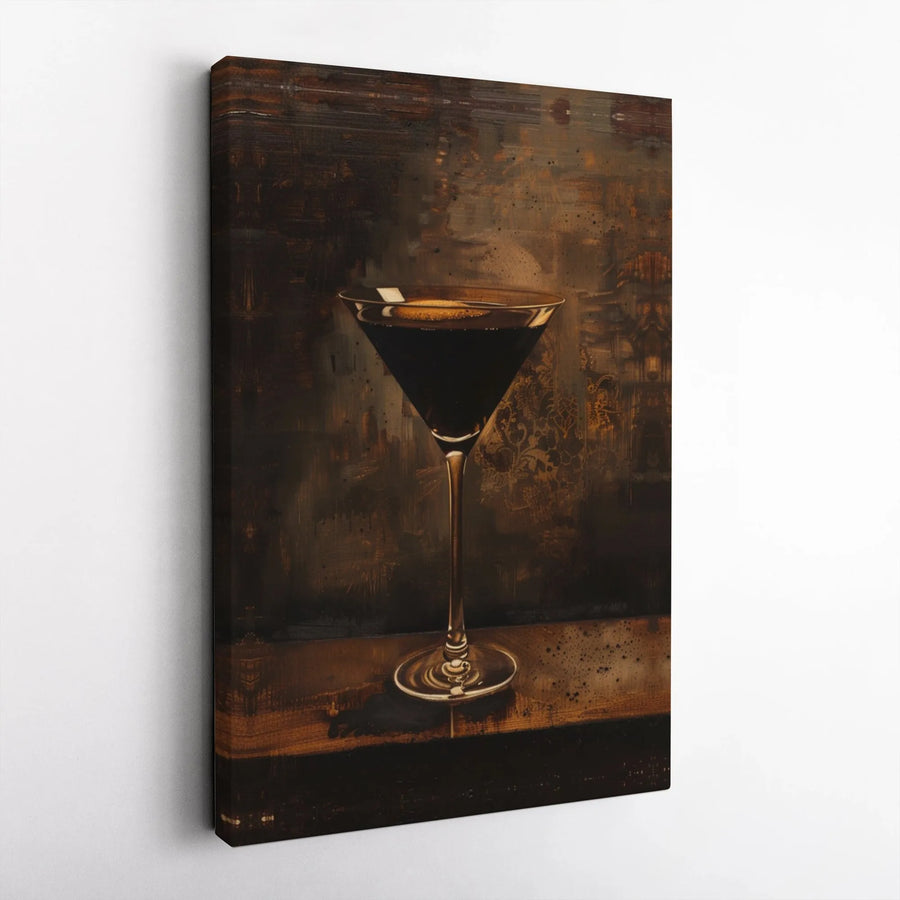 Espresso Martini Canvas Wall Art | Rustic Cocktail Bar Decor | Premium Gallery Wrap Print | Coffee Lover Kitchen Gift