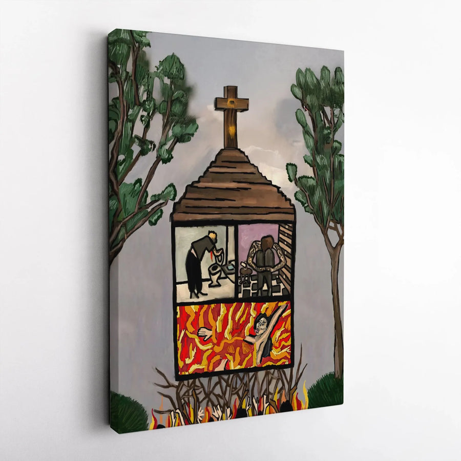 Religious Allegory Wall Art | Church Sin and Hell Concept Print | Premium 1.25-Inch Gallery Canvas | Thought-Provoking Christian Home Decor Gift