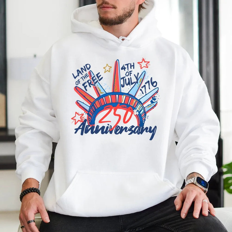 USA 250th Anniversary Hoodie | Land of the Free 1776 Graphic | Premium Cotton Blend Sweatshirt | Patriotic Gift for Men Women