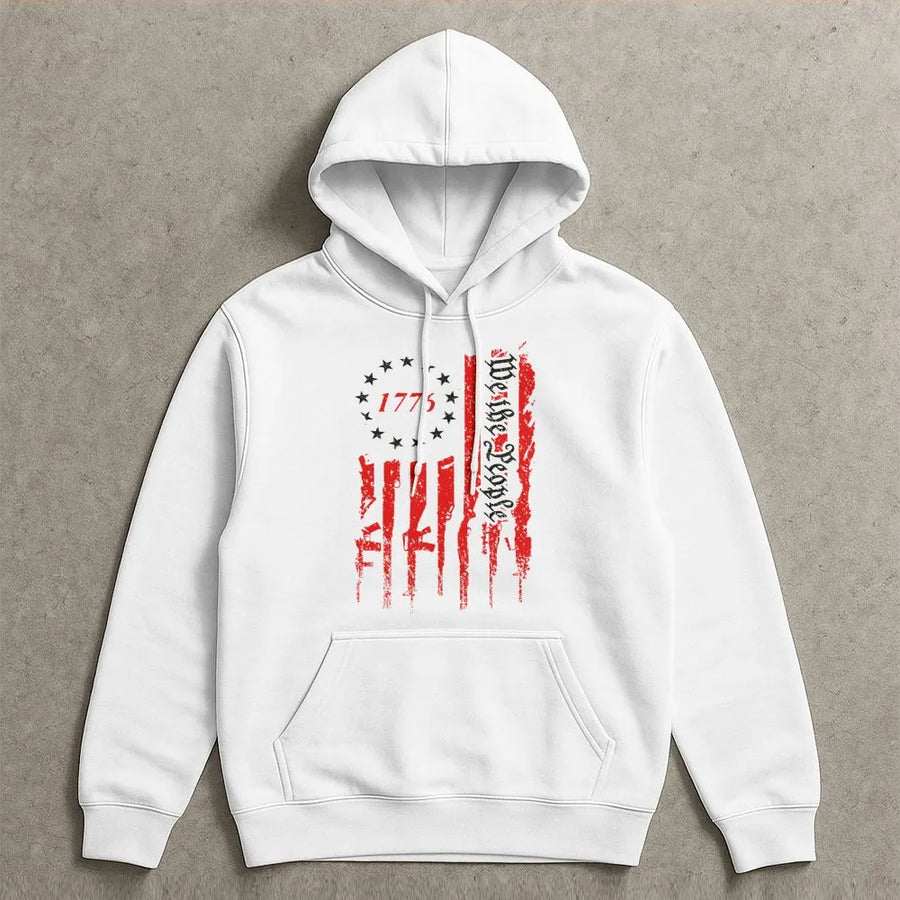 We The People 1776 Hoodie | Patriotic American Flag Gun Graphic | Premium Cotton Blend | Unisex Freedom Gift for Patriots