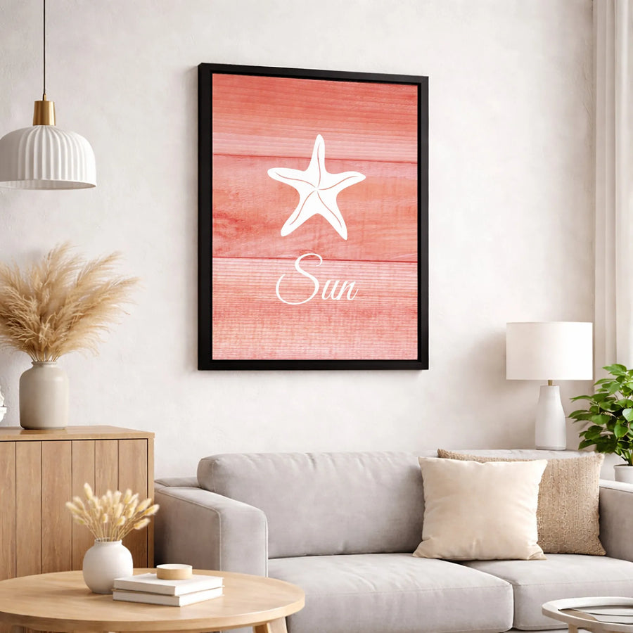 Starfish Wall Art | Coastal Red Wood Plank Design | Premium Gallery-Wrapped Canvas | Beach House Decor Gift