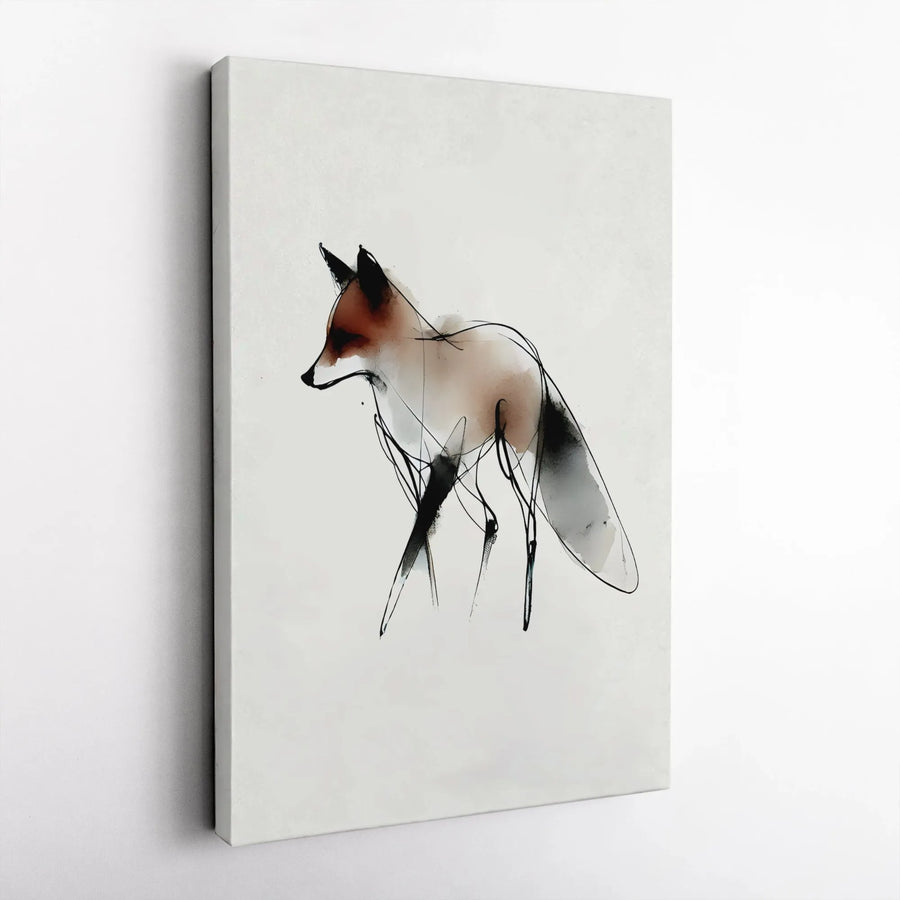 Minimalist Fox Canvas Wall Art | Abstract Watercolor Sketch Print | Premium Gallery-Wrapped Gallery Quality | Modern Home Decor Gift