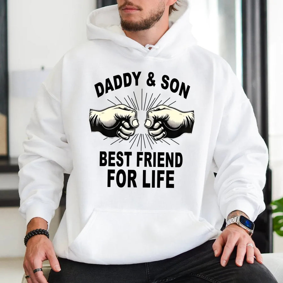 Daddy and Son Hoodie | Best Friend For Life Fist Bump Graphic | Premium Cotton Blend | Father's Day 2026 Gift for Dad