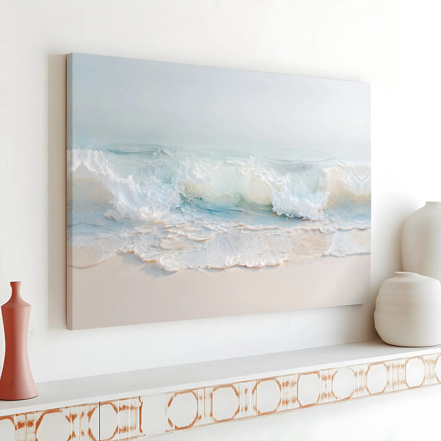 Ocean Wave Canvas Wall Art | Textured 3D Seascape Print | Premium Gallery Wrapped Canvas | Modern Coastal Home Decor