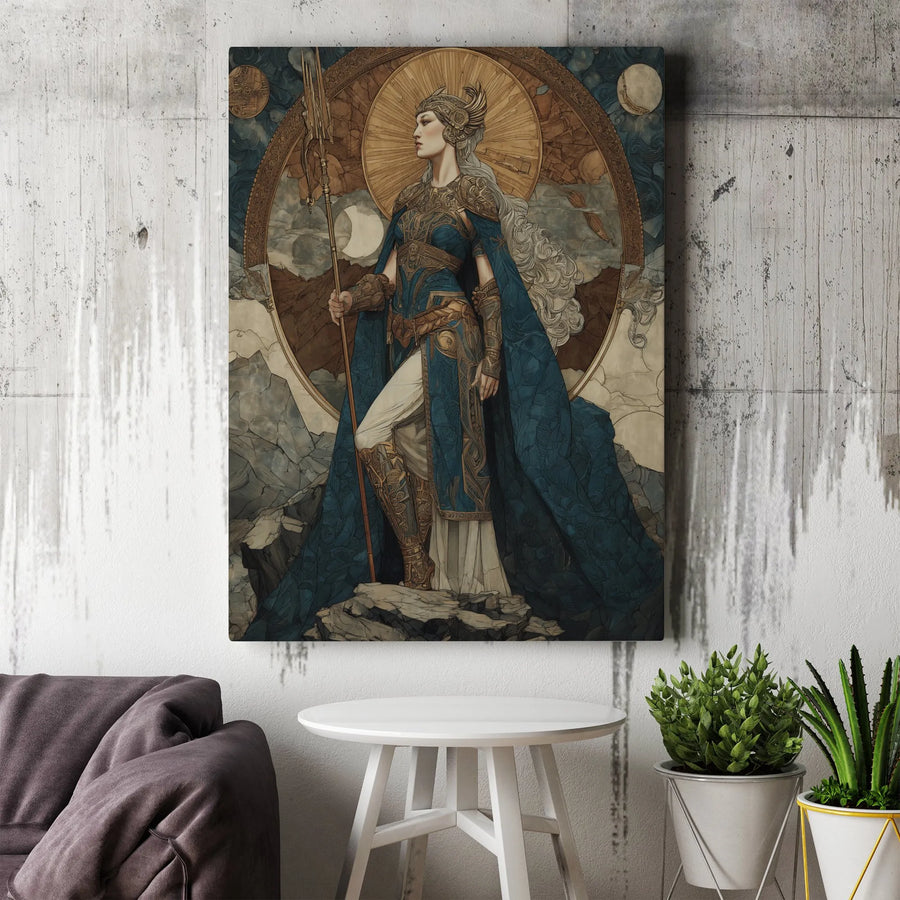 Valkyrie Goddess Wall Art | Art Nouveau Mythology Canvas Print | Premium Fade-Resistant 1.25-Inch Profile | Gift for Fantasy Lovers