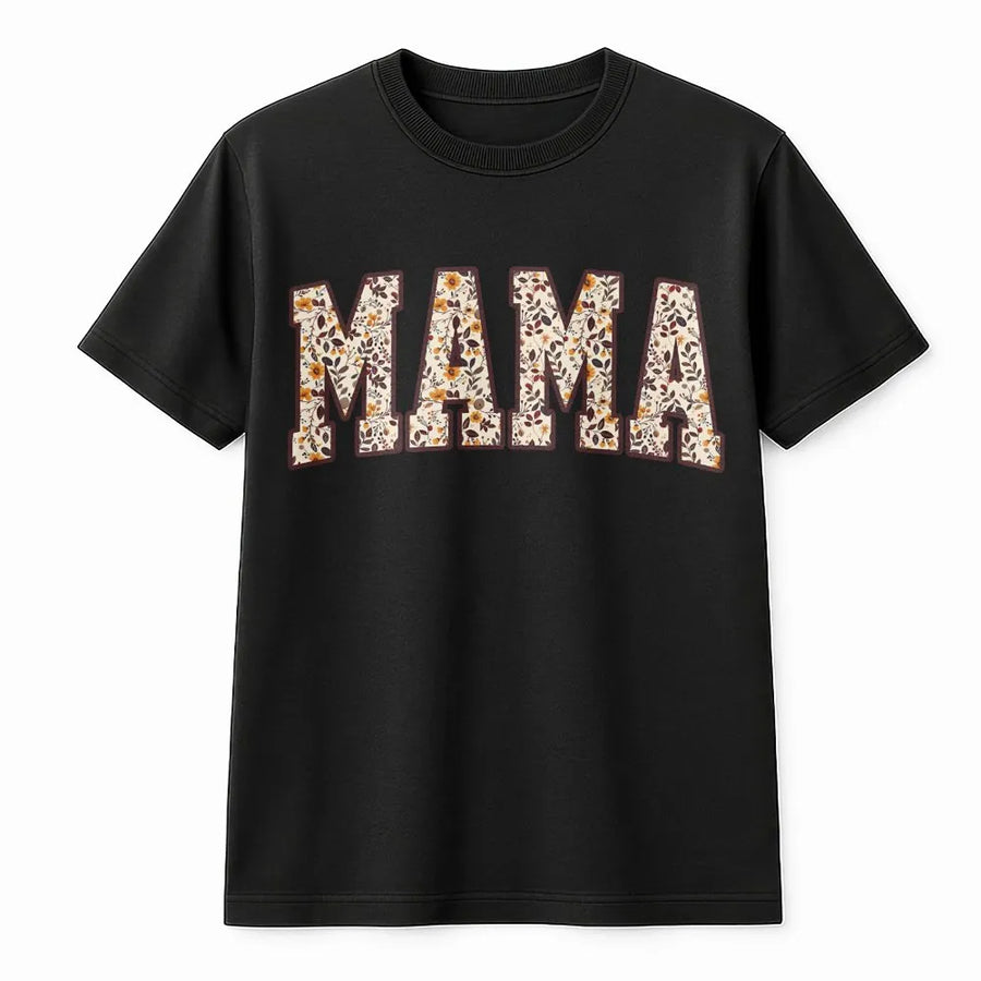 Floral Mama T-Shirt | Vintage Varsity Letter Design | Soft Cotton Blend Sweatshirt | Gift for New Mom, Pregnancy Announcement