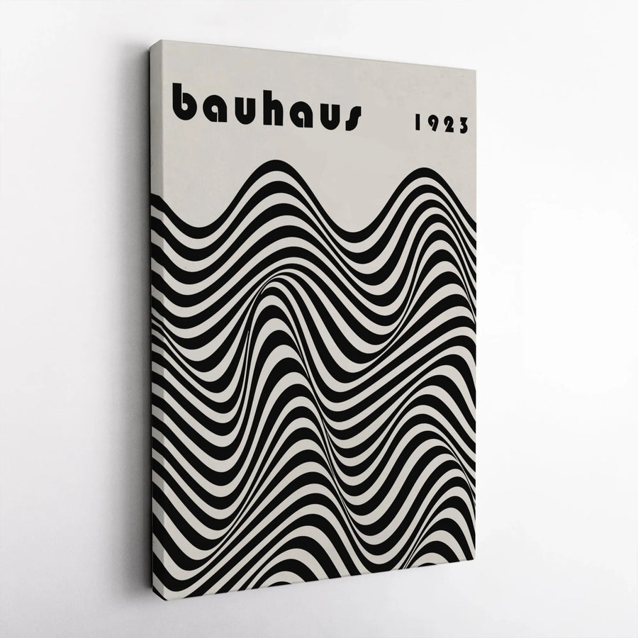 Bauhaus 1923 Canvas Print | Minimalist Abstract Wave Wall Art | Premium Thick Gallery Canvas | Modern Home & Office Decor Gift