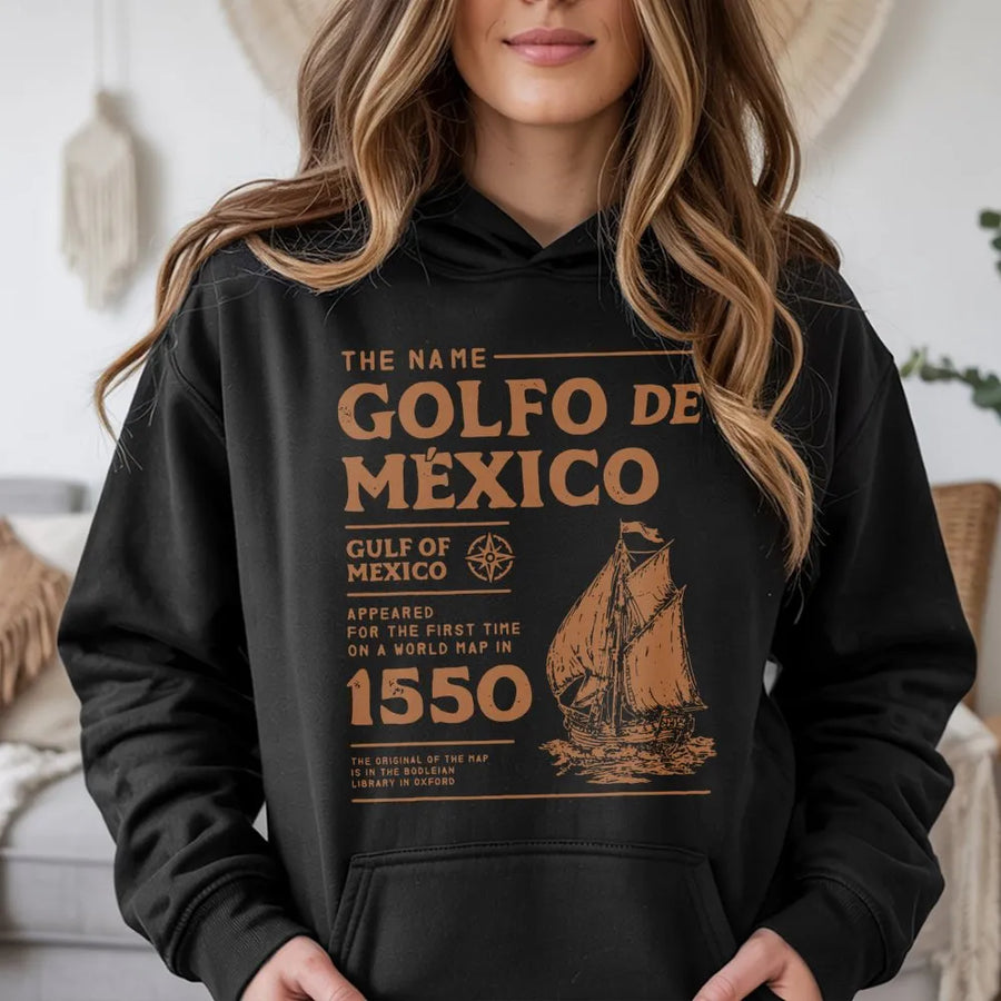Gulf Of Mexico Hoodie | 1550 Historical Map Graphic | Premium Cotton Blend | Gift For History Buffs & Geography Lovers