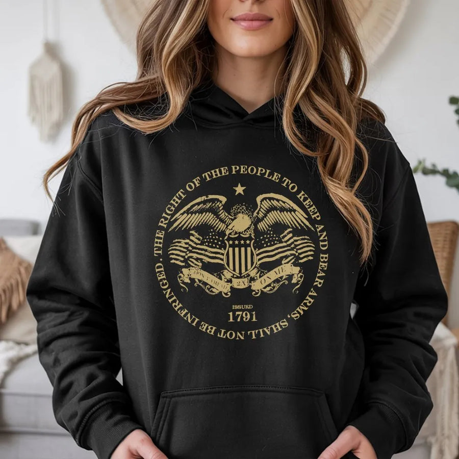 Second Amendment Hoodie | Patriotic Eagle 1791 Graphic | Soft Cotton Blend | Pro 2A Patriot Gift